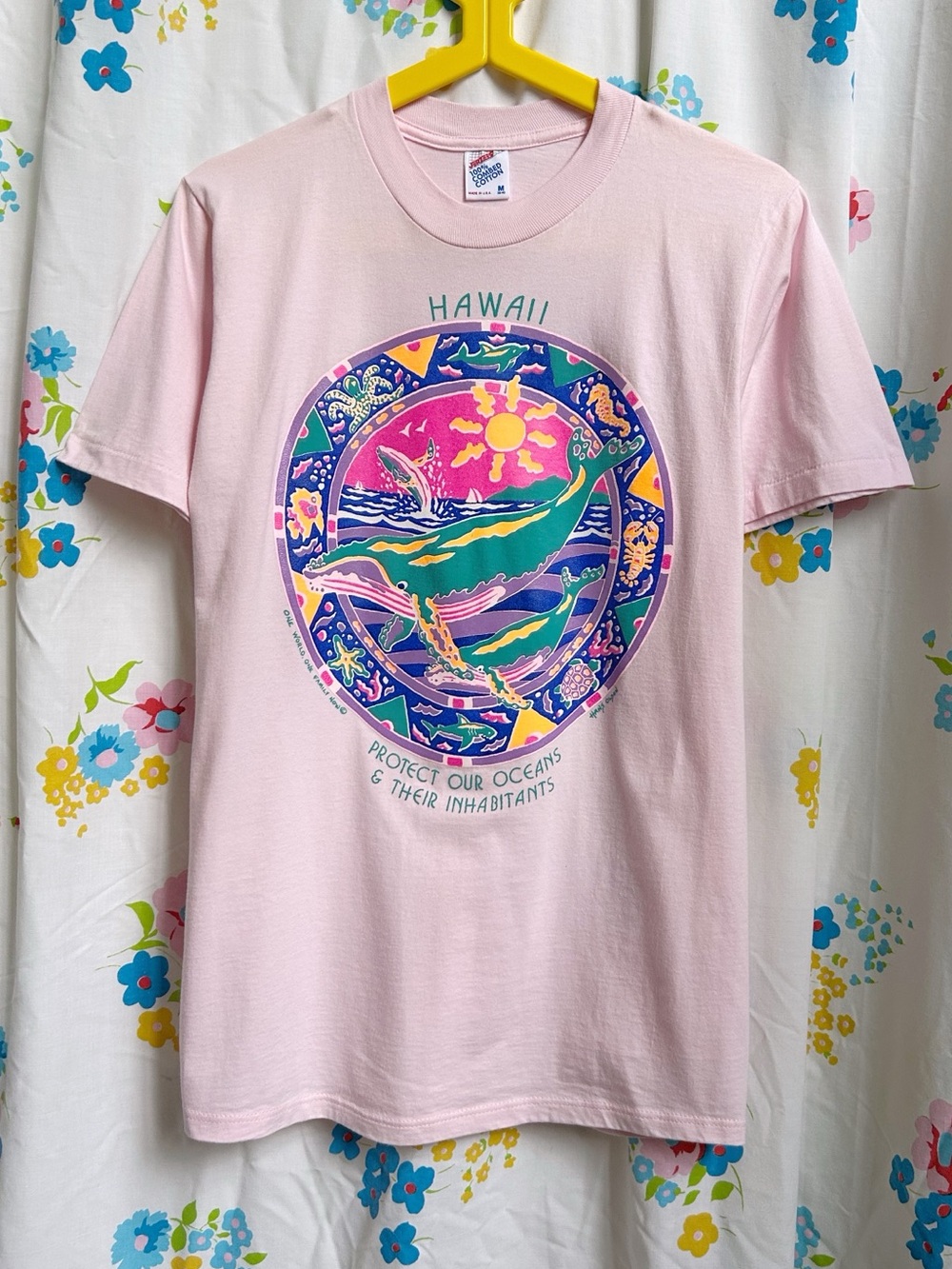 90s vintage Protect Our Oceans whale art t-shirt Hawaii single stitch nature
